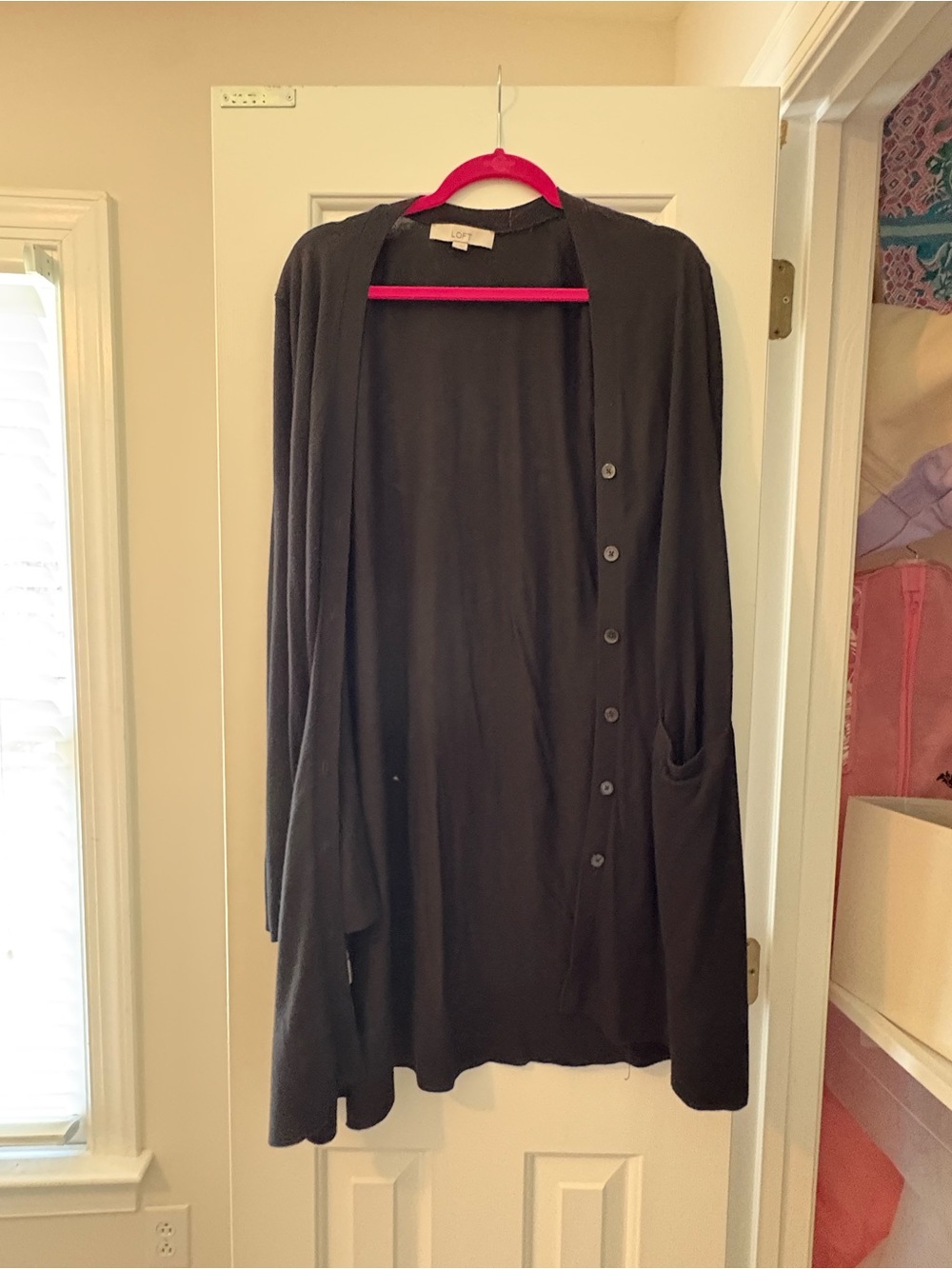 LOFT black Long Button Cardigan